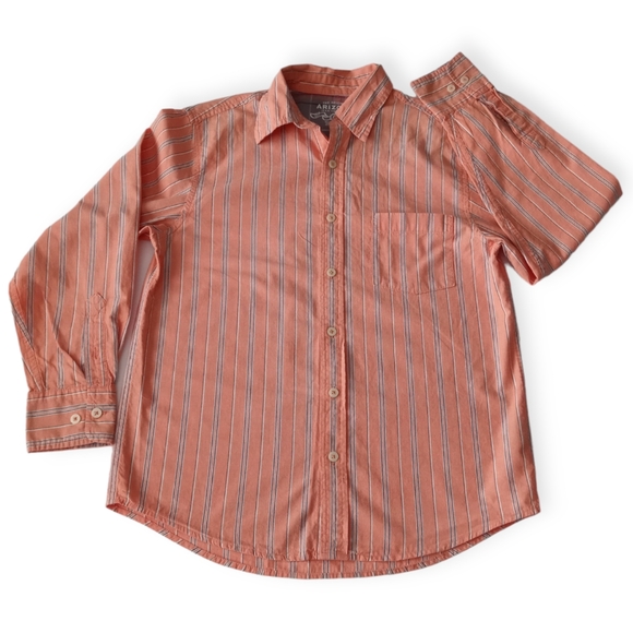 ARIZONA BOYS' STRIPED  LONG SLEEVE SHIRT. SIZE L/G (14-16). COLOR  ORANGE - Picture 11 of 11